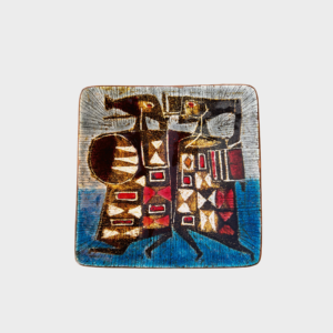 Svuotatasche in ceramica smaltata, decoro figurativo - Studio del Campo, 19,5x19,5 cm